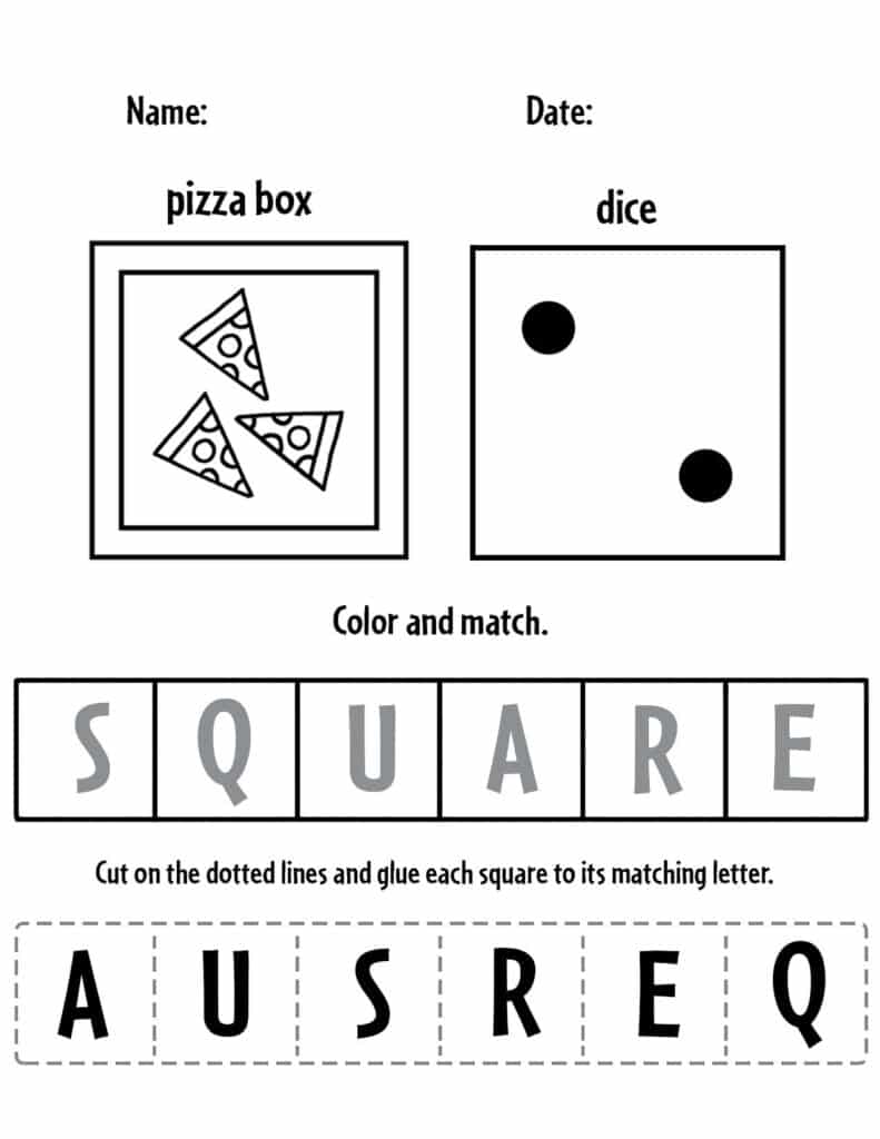 Square Letter Matching Worksheet