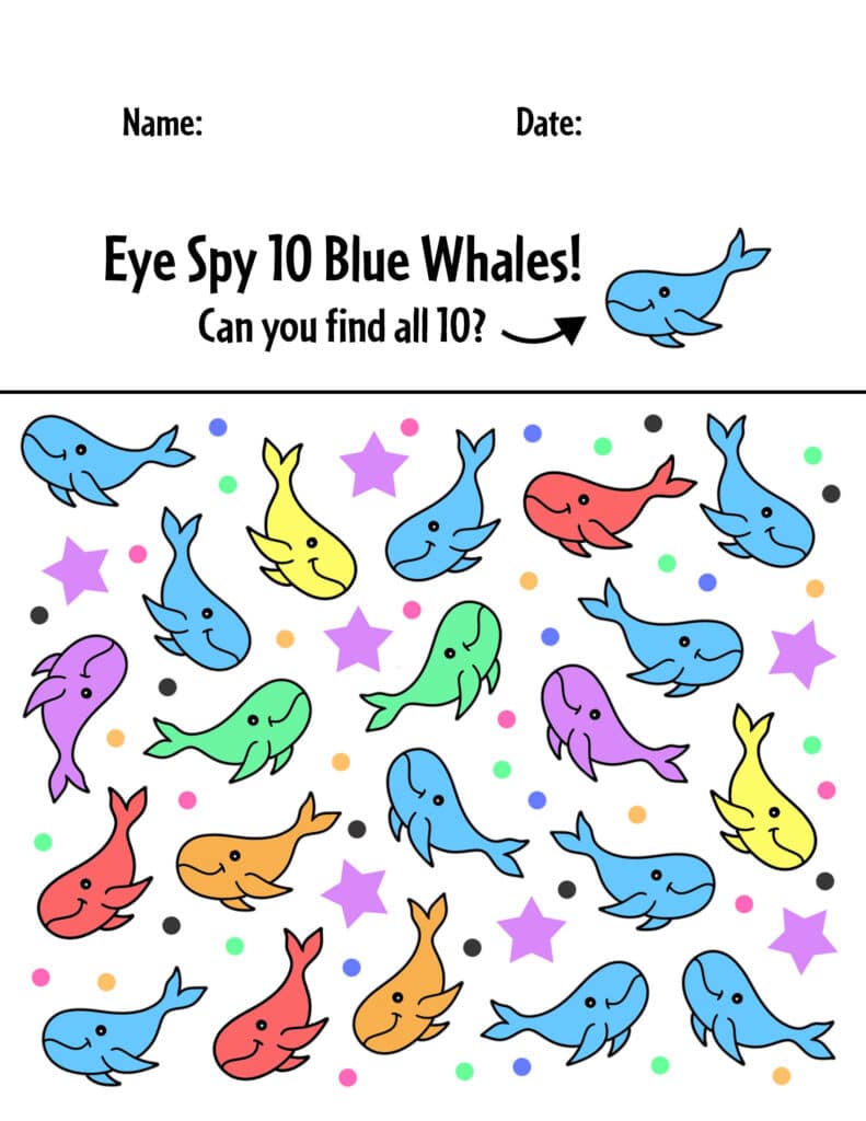 Blue I Spy Worksheet, Blue Color Activities and Worksheets for Preschool!
