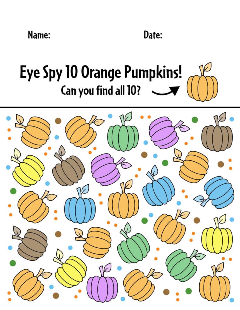 Orange I Spy Worksheet
