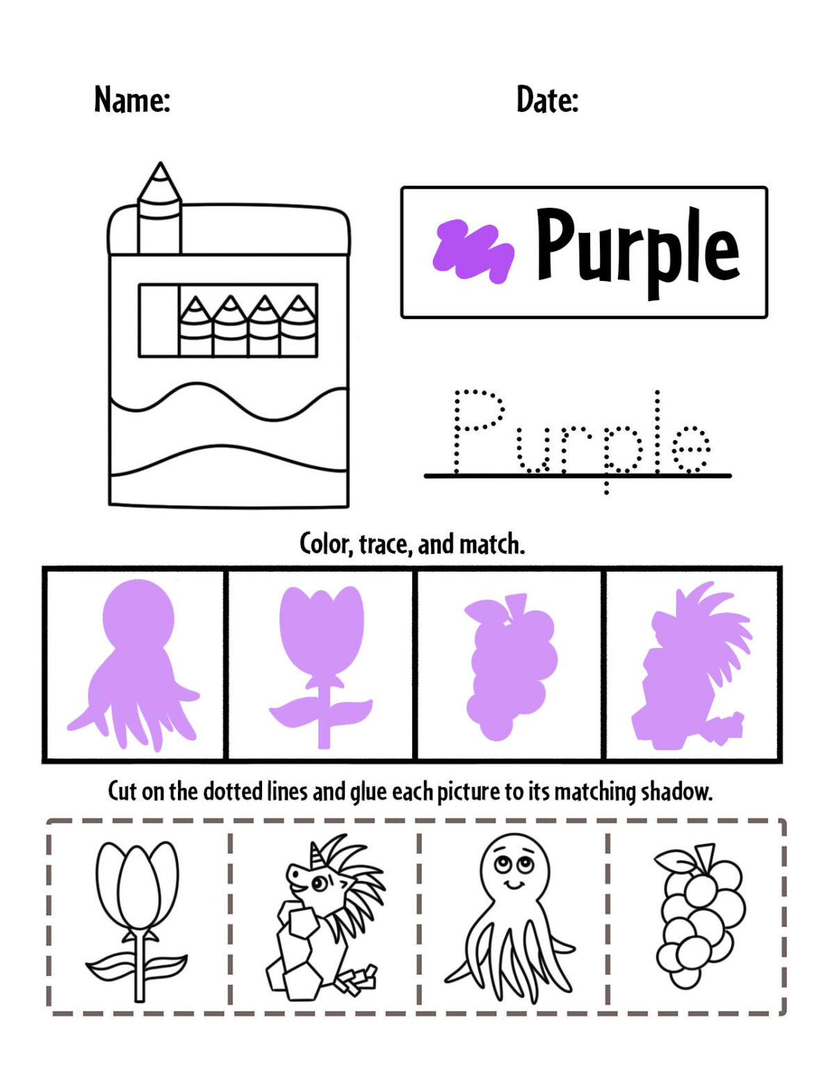 Purple Color Activities And Worksheets For Preschool The Hollydog Blog