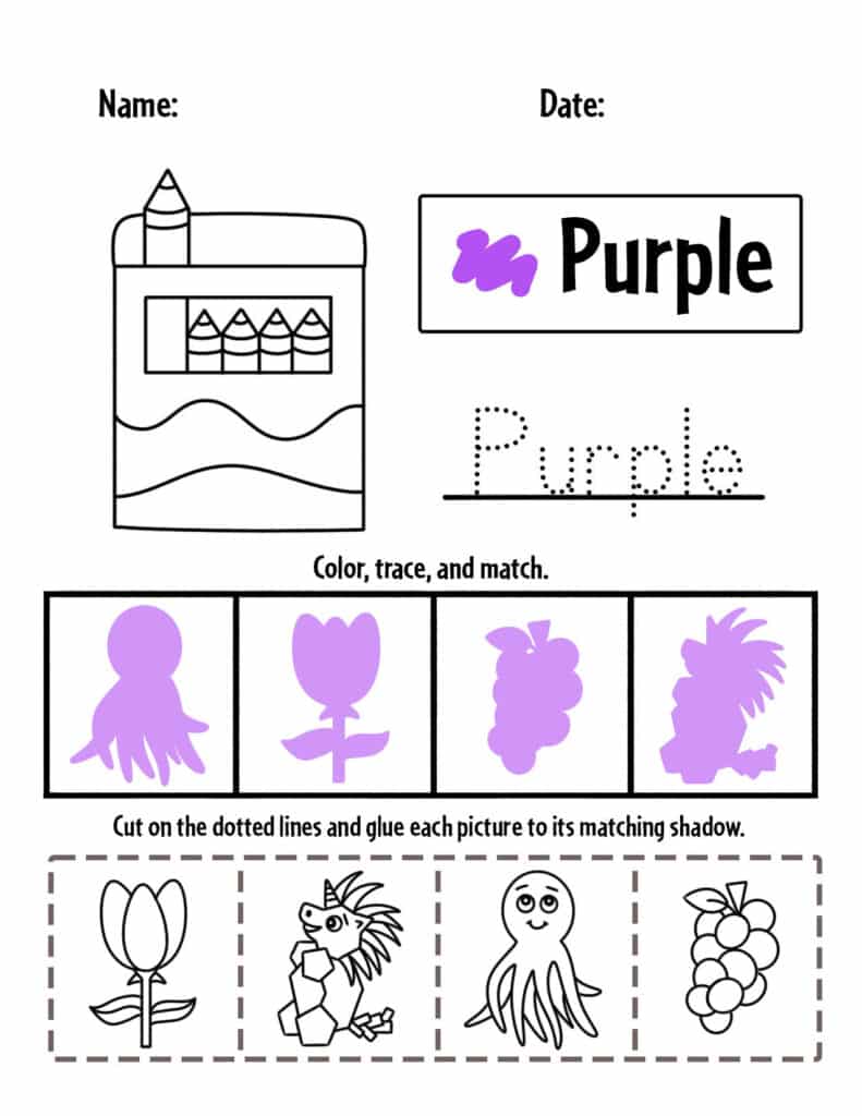 the color purple worksheet