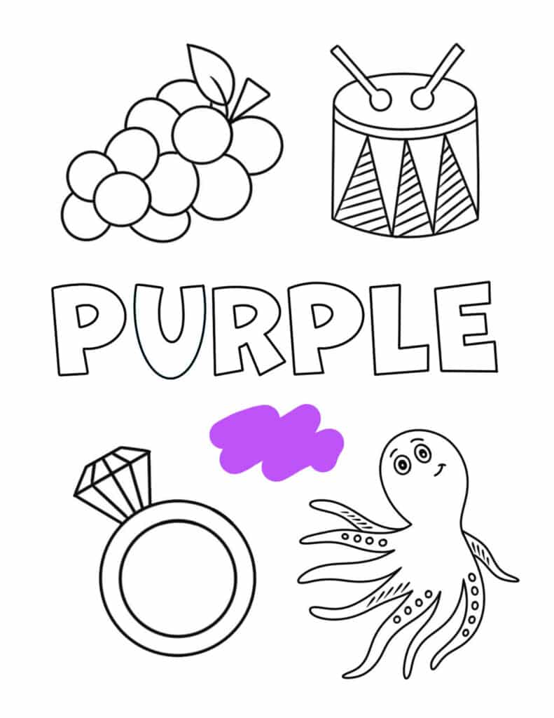 purple coloring page, Purple Color Activities and Worksheets for Preschool!