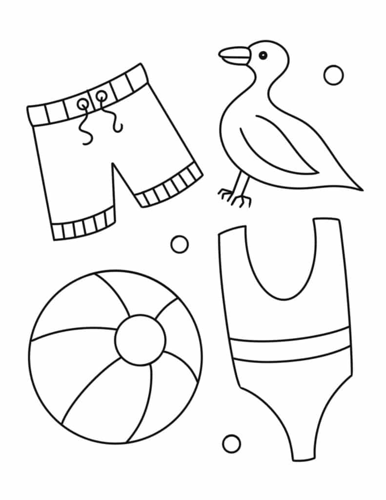 beach summer coloring page
