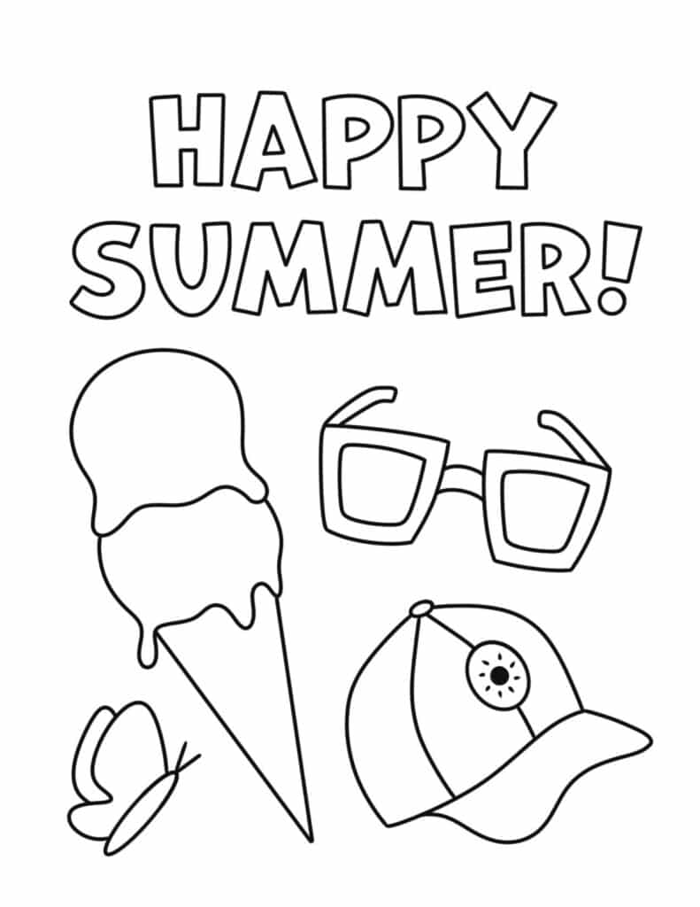 happy summer coloring page