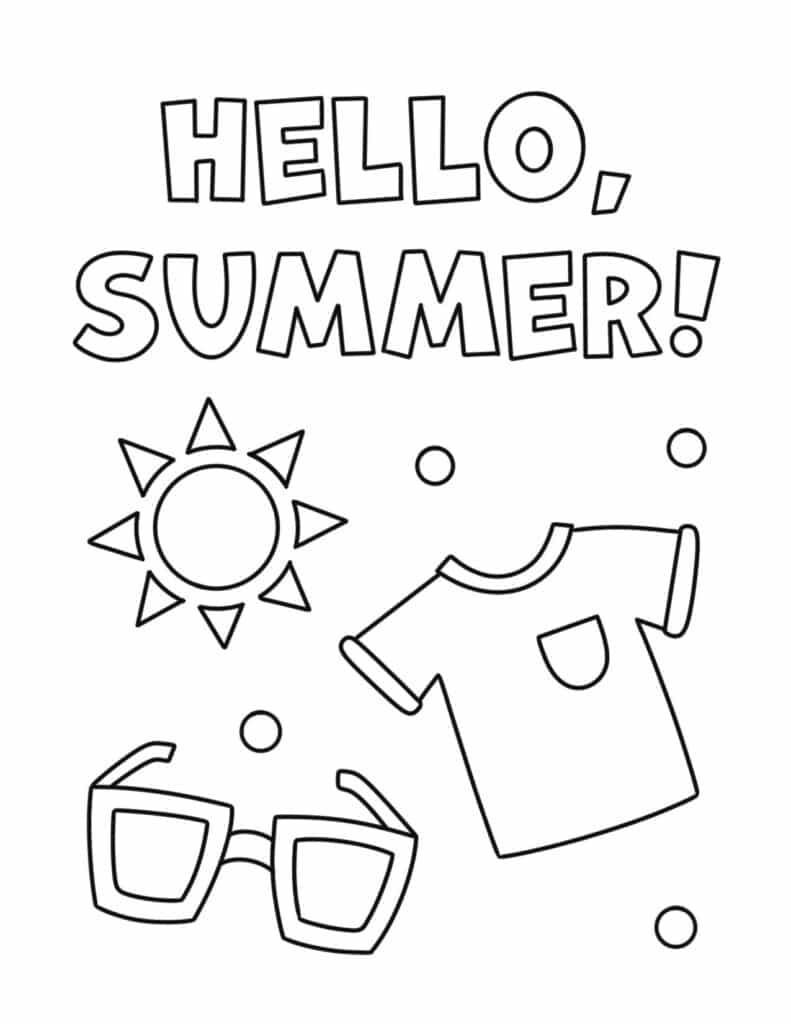 hello summer coloring page