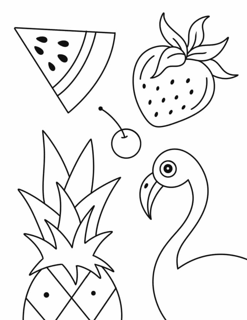 summer fruits coloring page