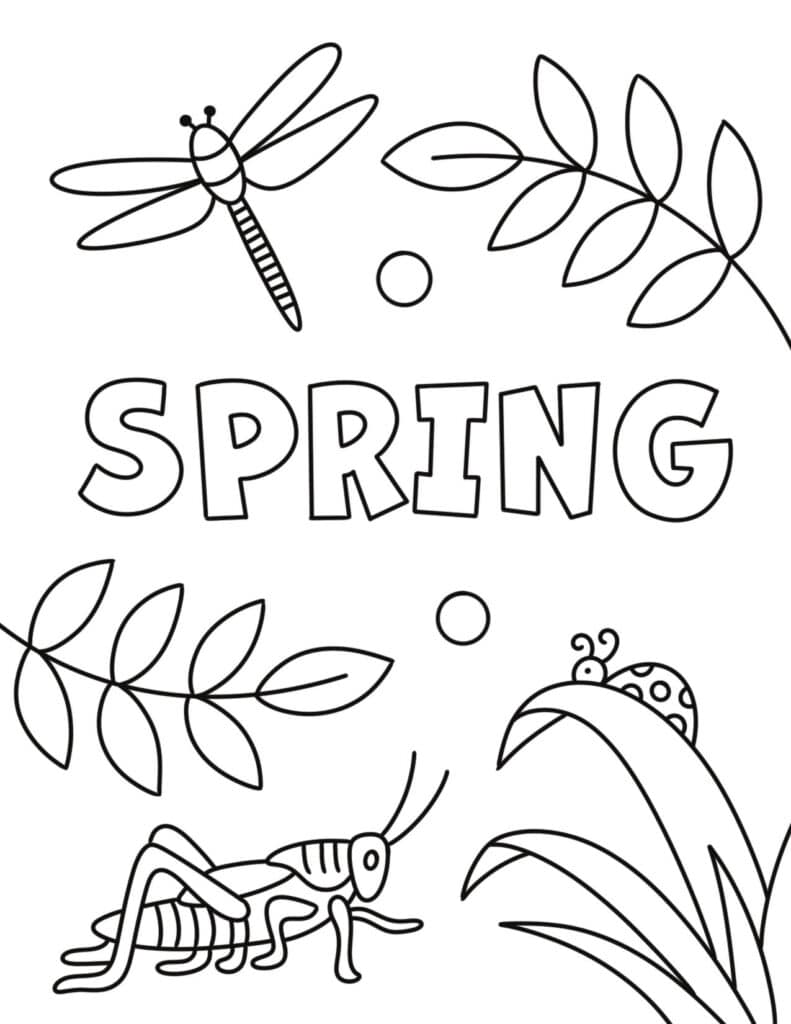 spring coloring page of nature