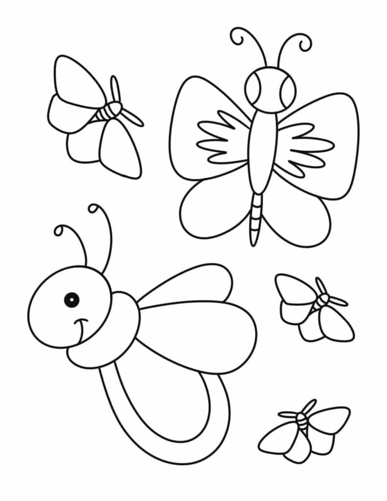 summer bugs coloring page