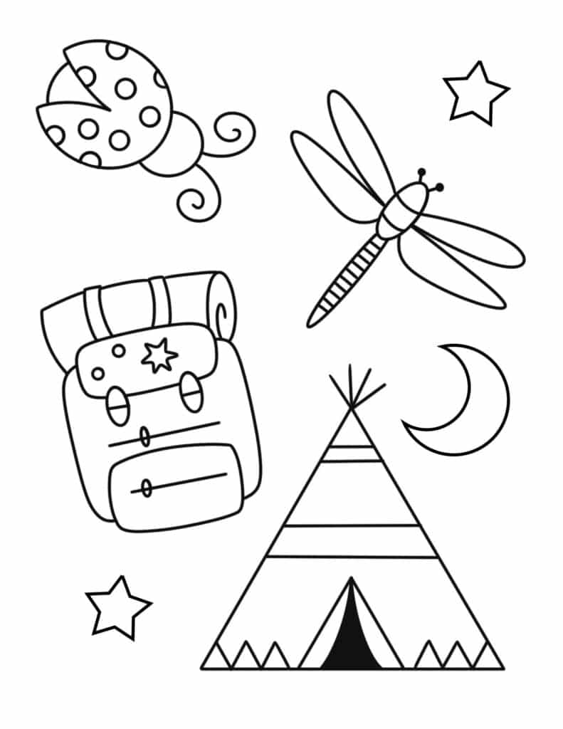 summer camping coloring page
