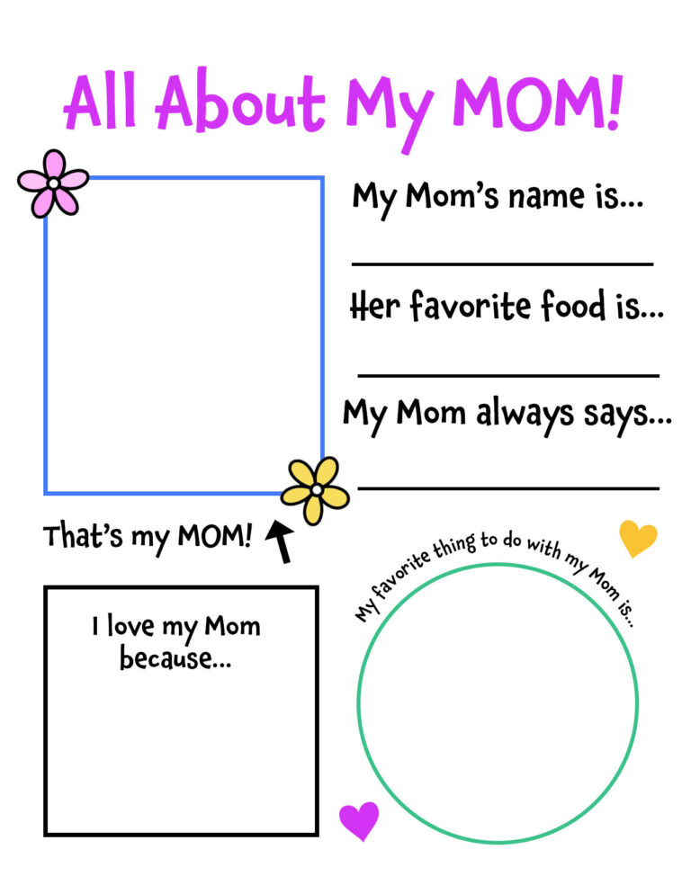 Free Mother's Day Printables and Mother's Day Craft for Preschool! ⋆ ...