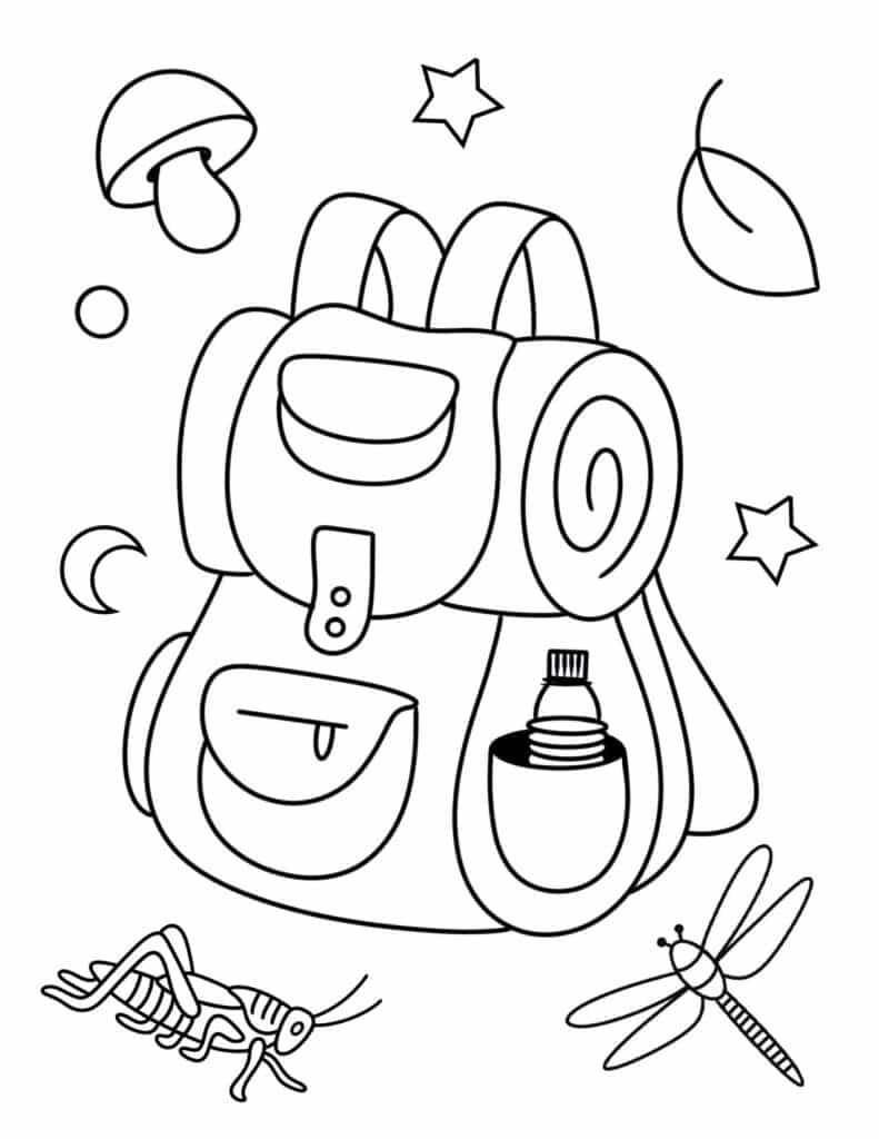 Backpack Hiking Coloring Page