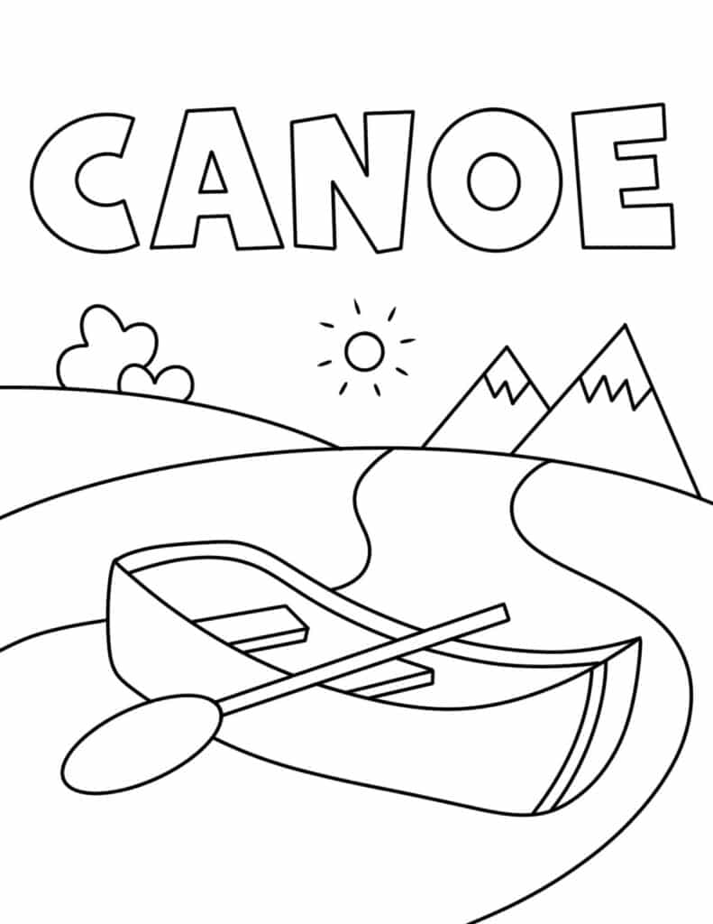 Canoe Coloring Page, Free Camp Coloring Pages for Kids!