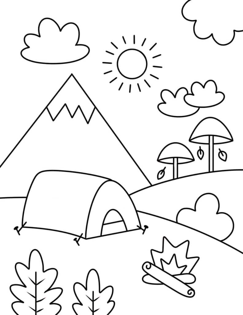 Campsite Coloring Page