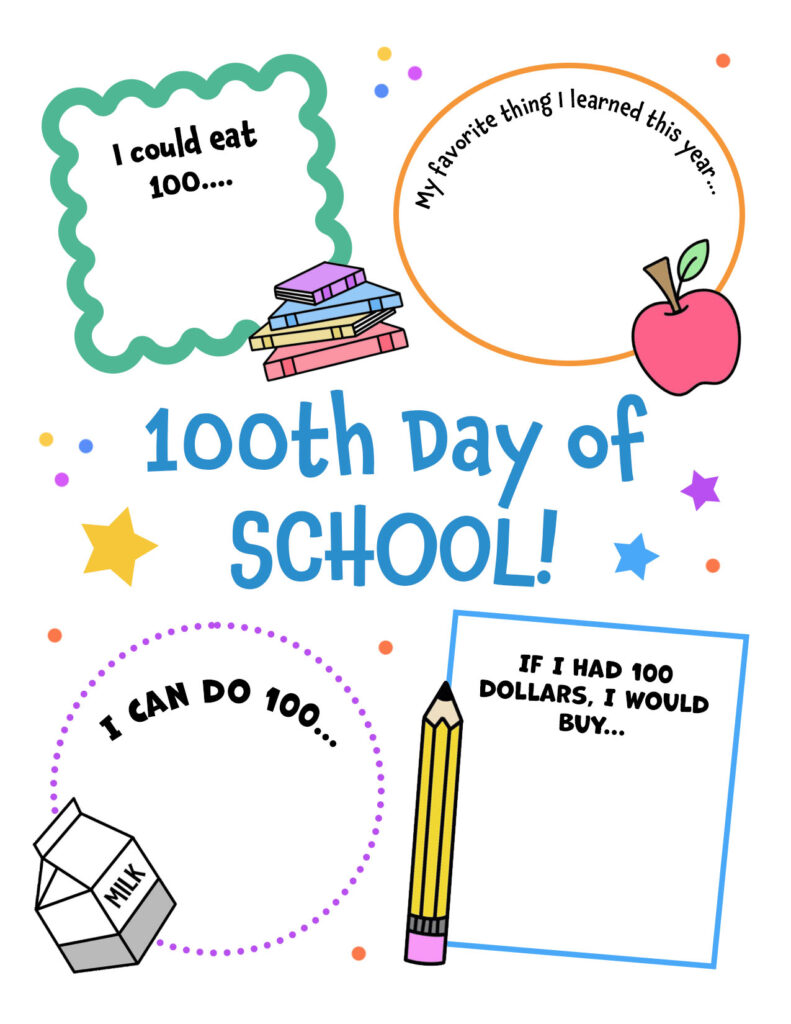 Free 100th Day of School Worksheets for Preschool! 100th Day of School Activities!