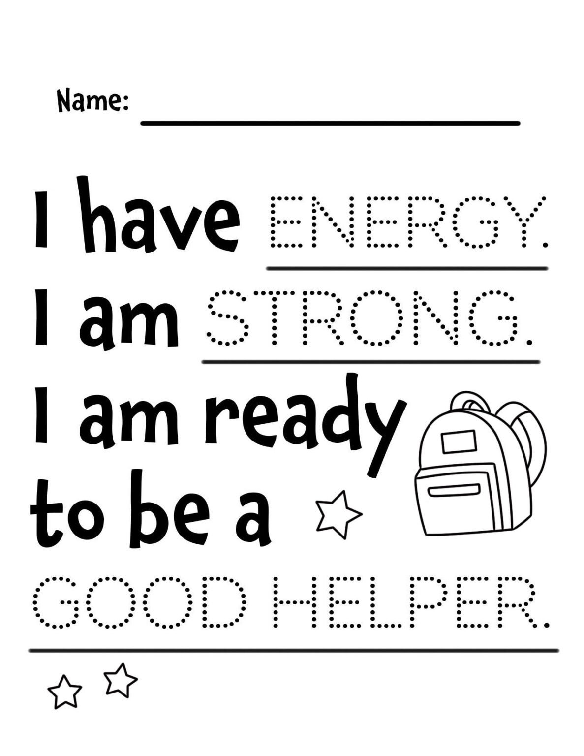 Free Positive Affirmation Tracing Pages for the Classroom! ⋆ The ...