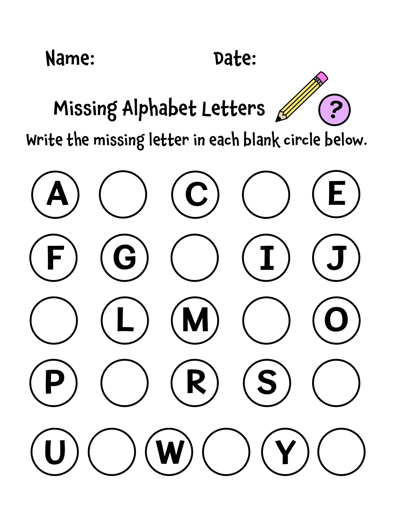 Free Missing Letters Worksheets for Preschool! ⋆ The Hollydog Blog