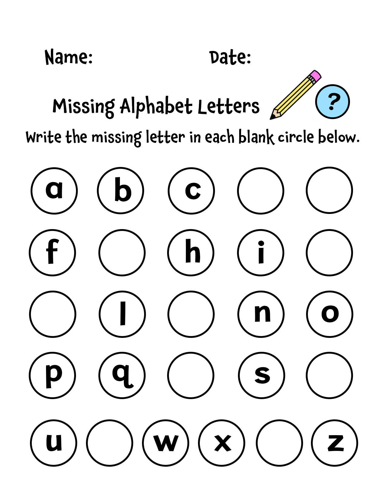 Free Missing Letters Worksheets for Preschool! ⋆ The Hollydog Blog