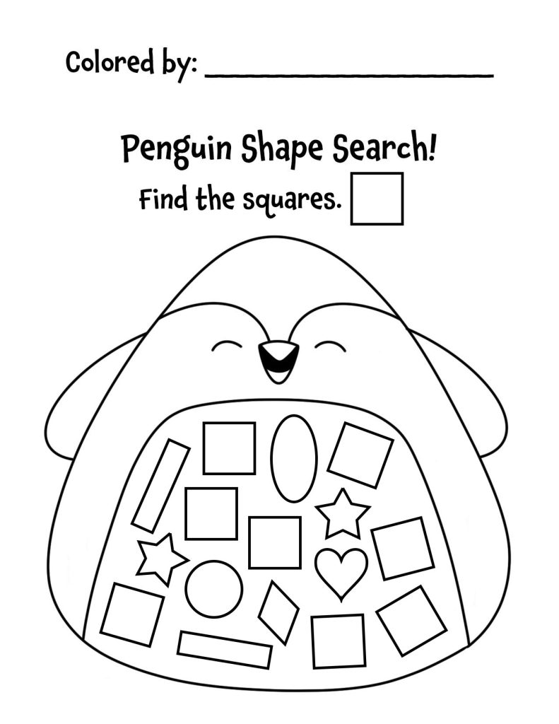 Square Shape Search Printable (Penguin Edition!)