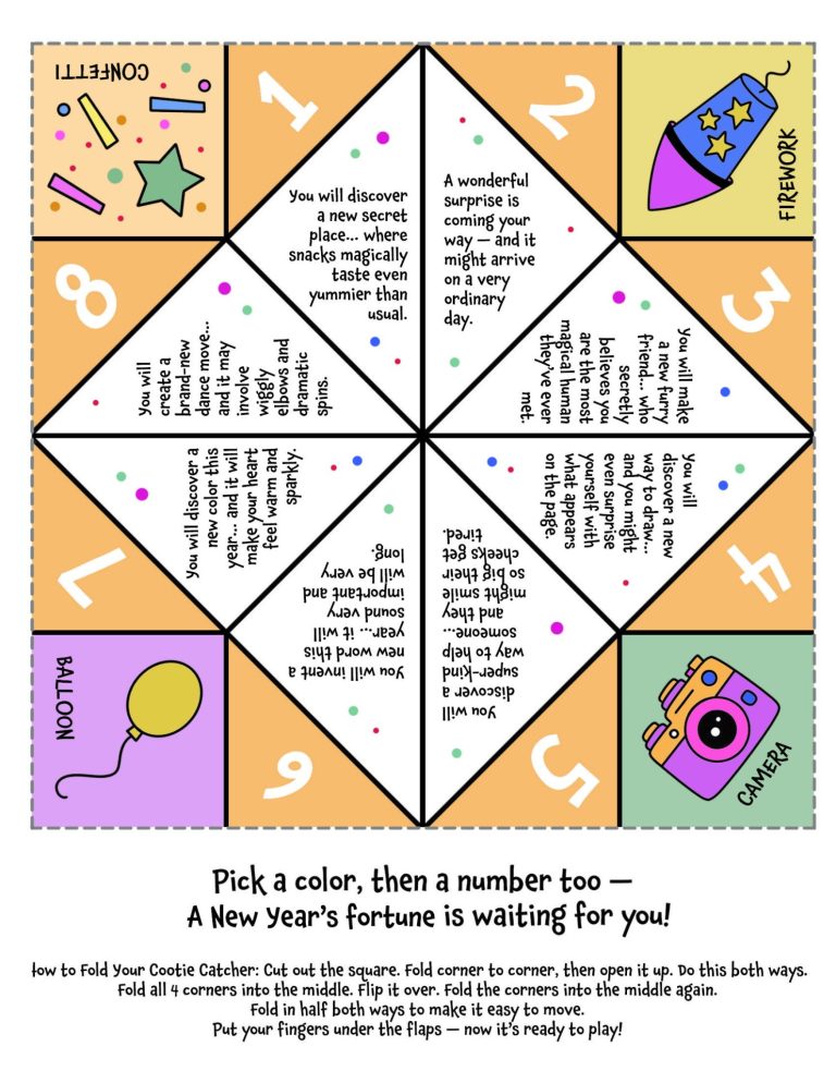 Free New Year’s Fortune Teller Cootie Catcher Printable for Kids! ⋆ The ...