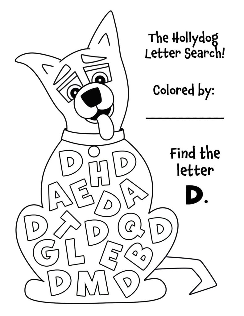 letter search worksheet for preschool letter D
free alphabet letter find printable preschool
Hollydog letter recognition worksheet