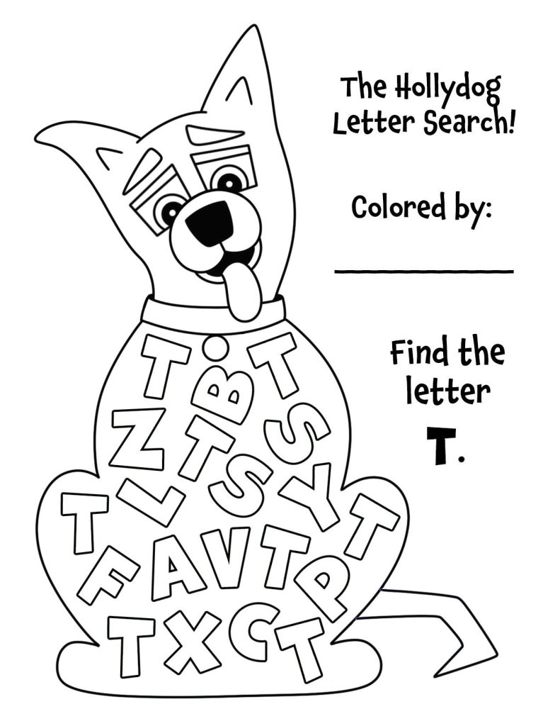 letter search worksheet for preschool letter T
free alphabet letter find printable preschool
Hollydog letter recognition worksheet