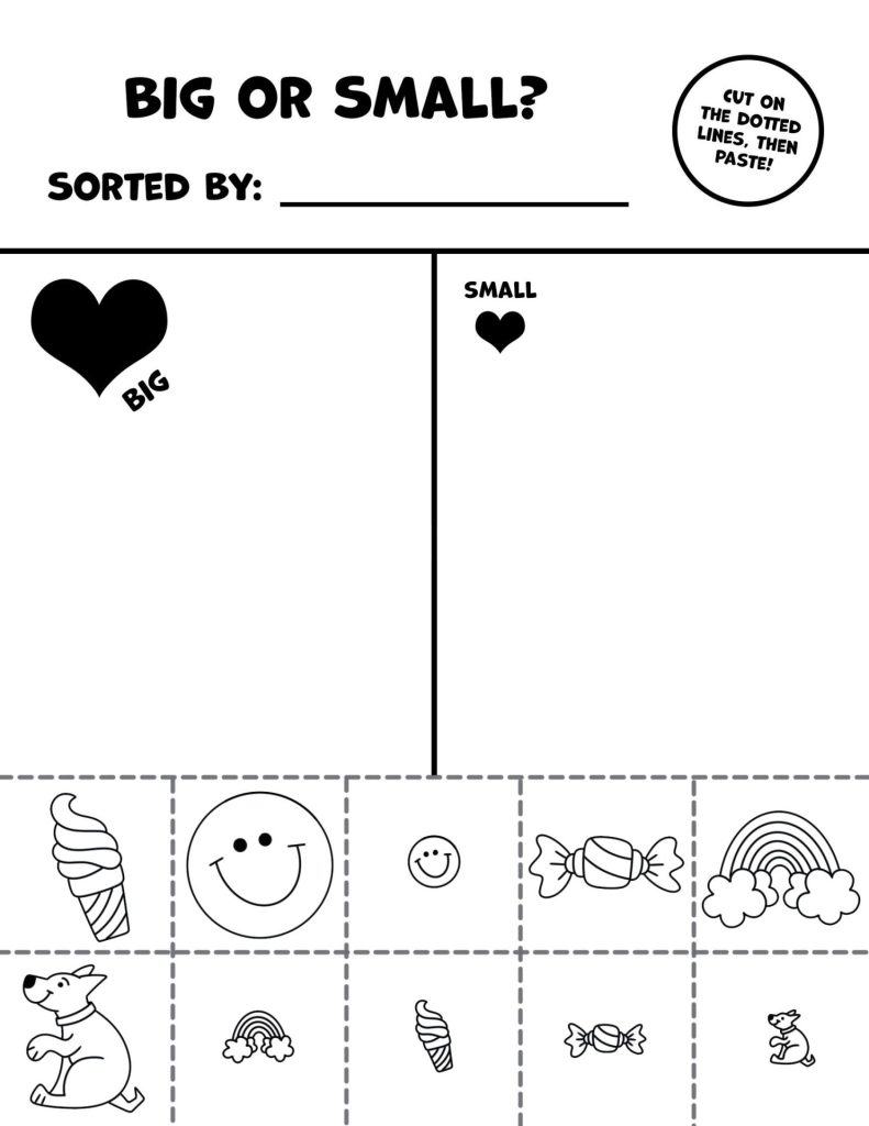Free Big or Small Worksheets for Pre-K