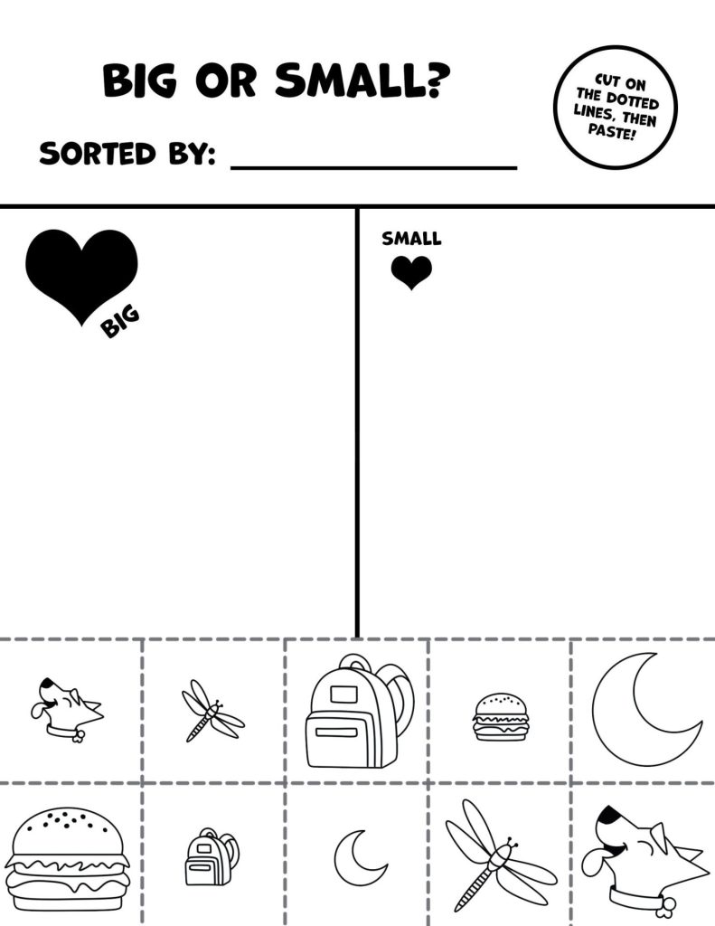 Free Big or Small Worksheets for Preschoolers