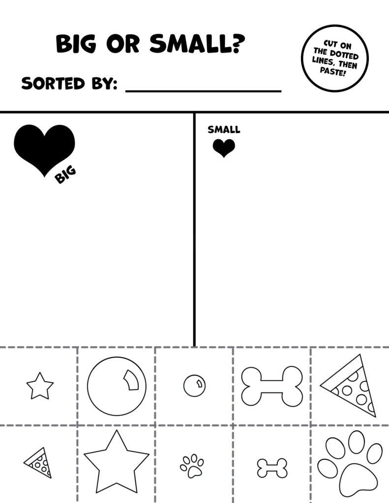 Big or Small Worksheets for Preschoolers