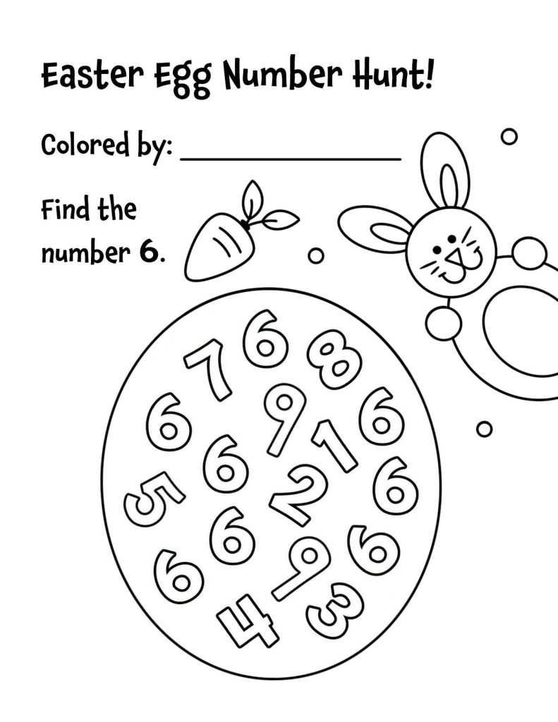 Easter Number Hunt Worksheet, Number 6