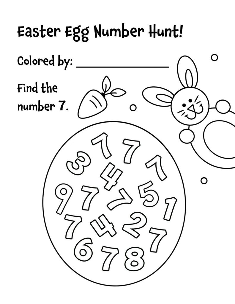 Free Easter Egg Number Hunt Worksheets for Preschool
