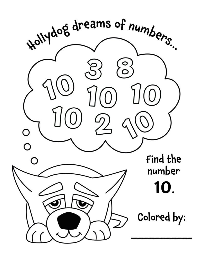 Free Hollydog Number Search 10 for Preschool
