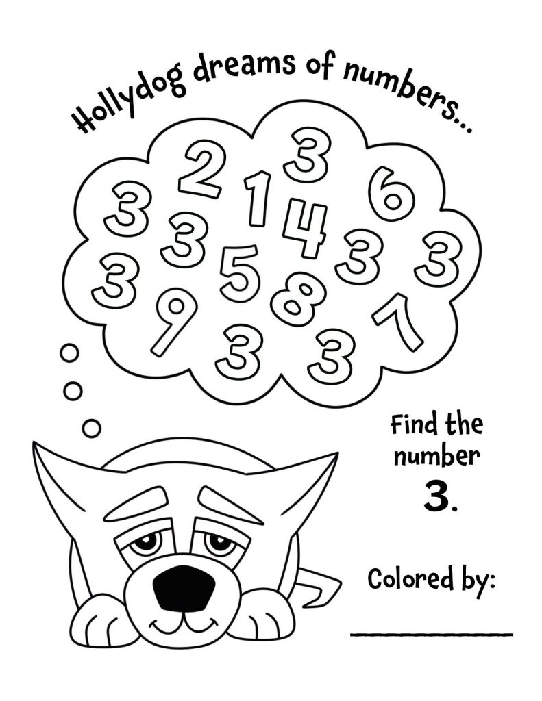Free Hollydog Number Search 3 for Preschool