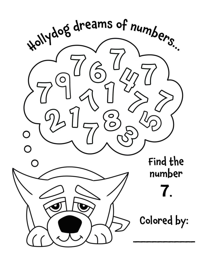 Free Hollydog Number Search 7 for Preschool