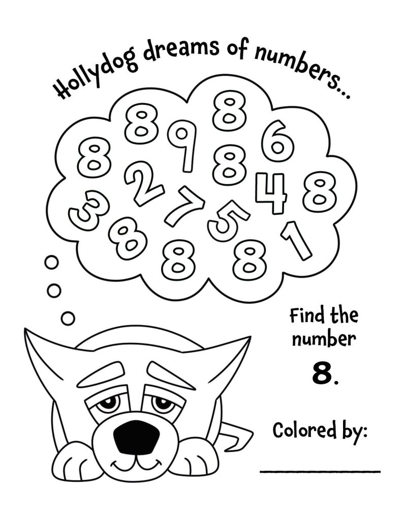 Free Hollydog Number Search 8 for Preschool