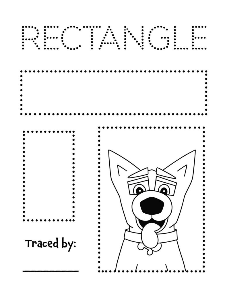 Free Hollydog Shape Tracing Worksheets for Preschool! Rectangle