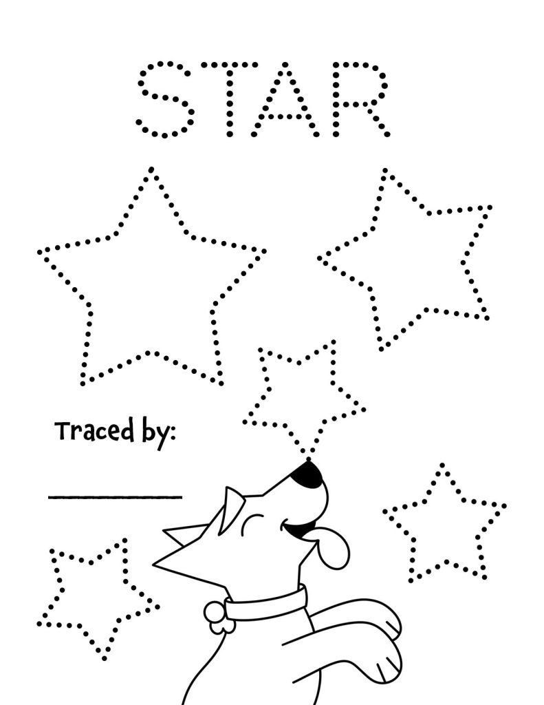 Free Hollydog Shape Tracing Worksheets for Preschool! Star