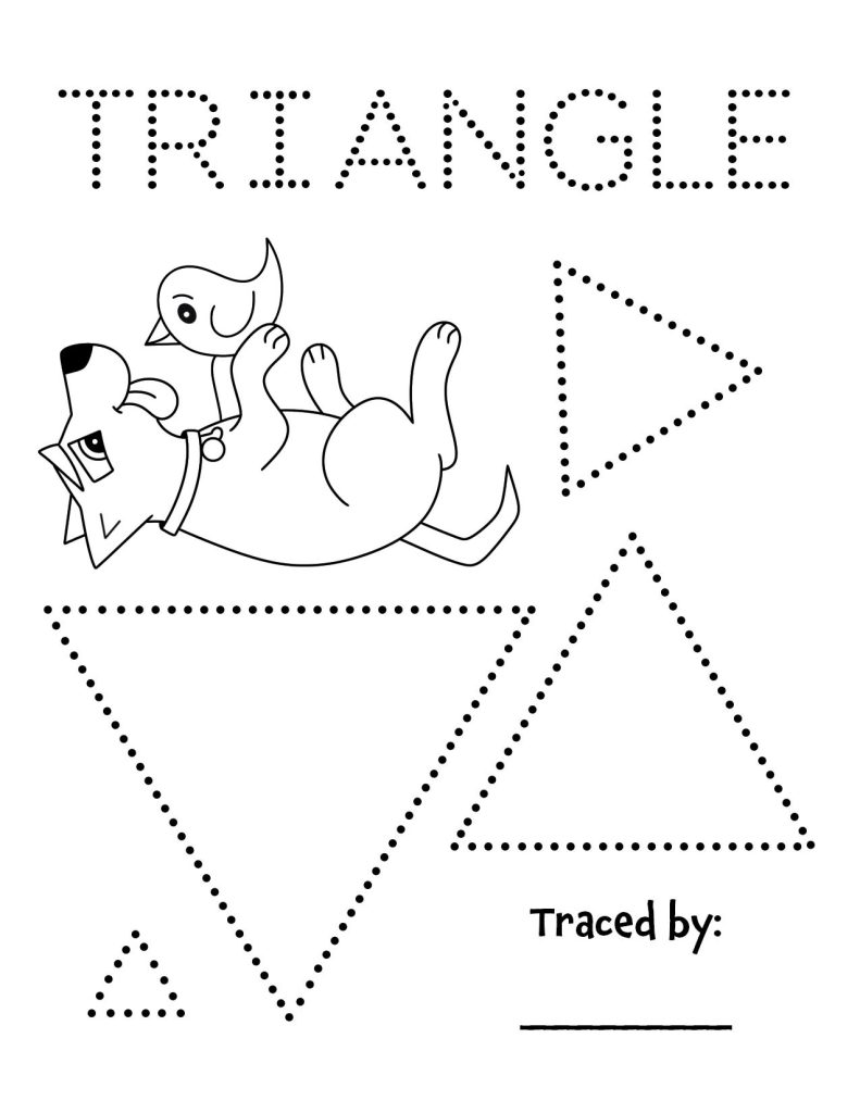 Free Hollydog Shape Tracing Worksheets for Preschool! Triangle