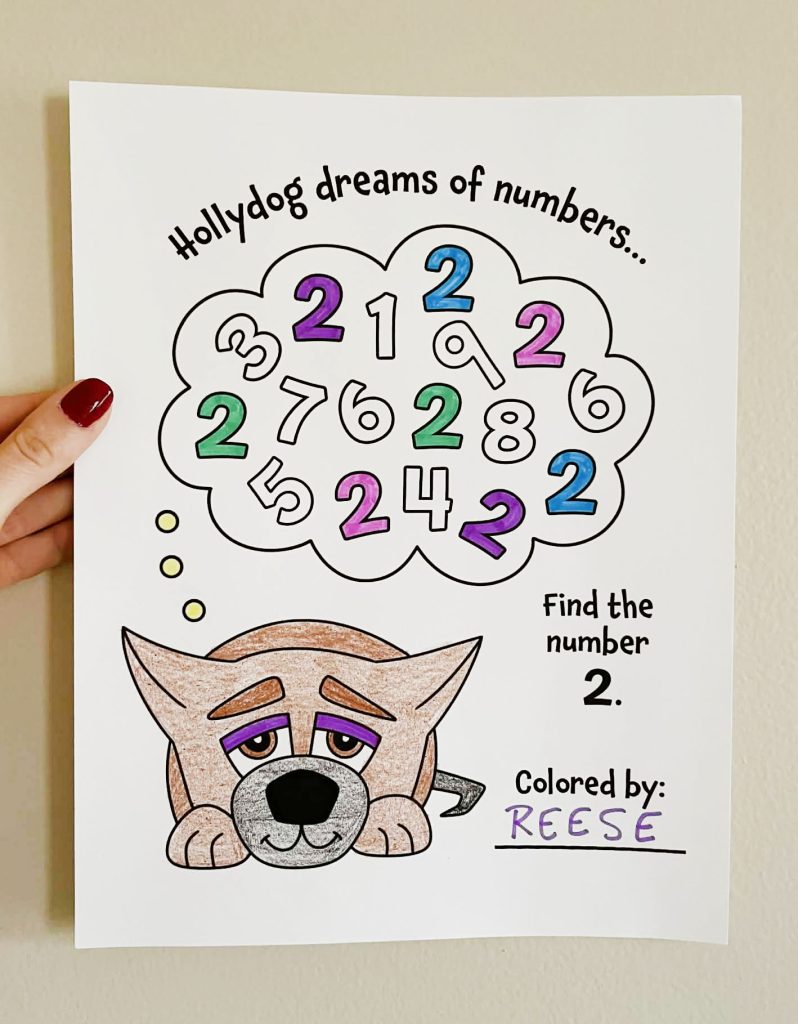 Free Hollydog Number Search 2 for Preschool