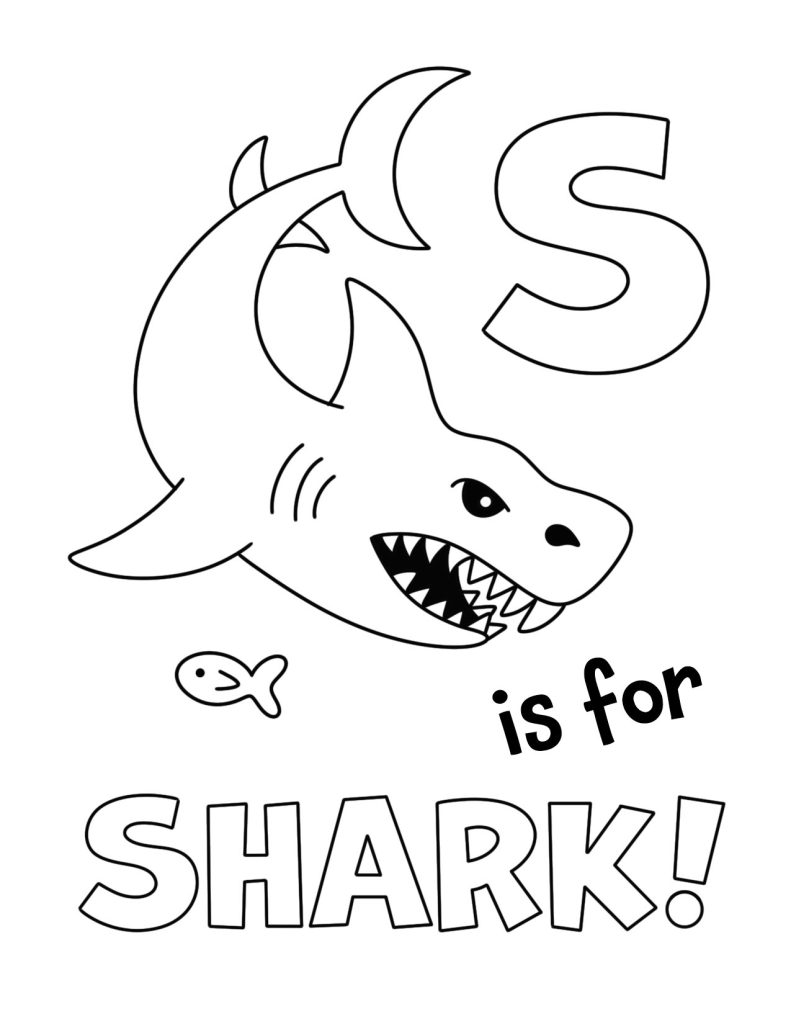 S is for Shark Coloring Page
