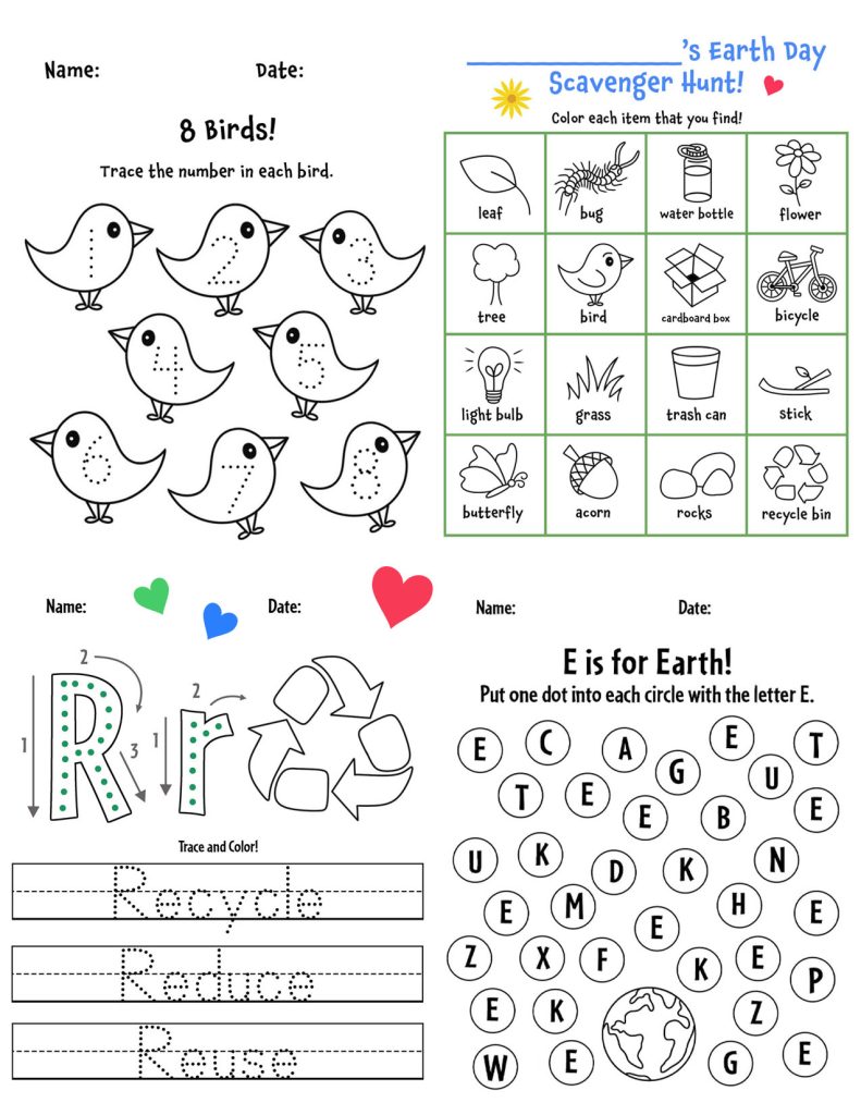Earth Day Activities for Preschool (Worksheets, Crafts & Free Printables). Free Earth Day Worksheets.