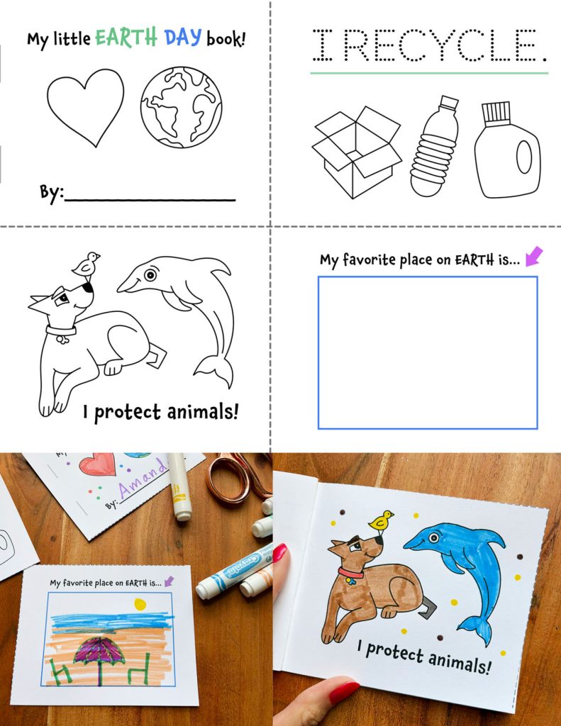 Earth Day Activities for Preschool (Worksheets, Crafts & Free Printables). Earth Day Mini Book Templates.