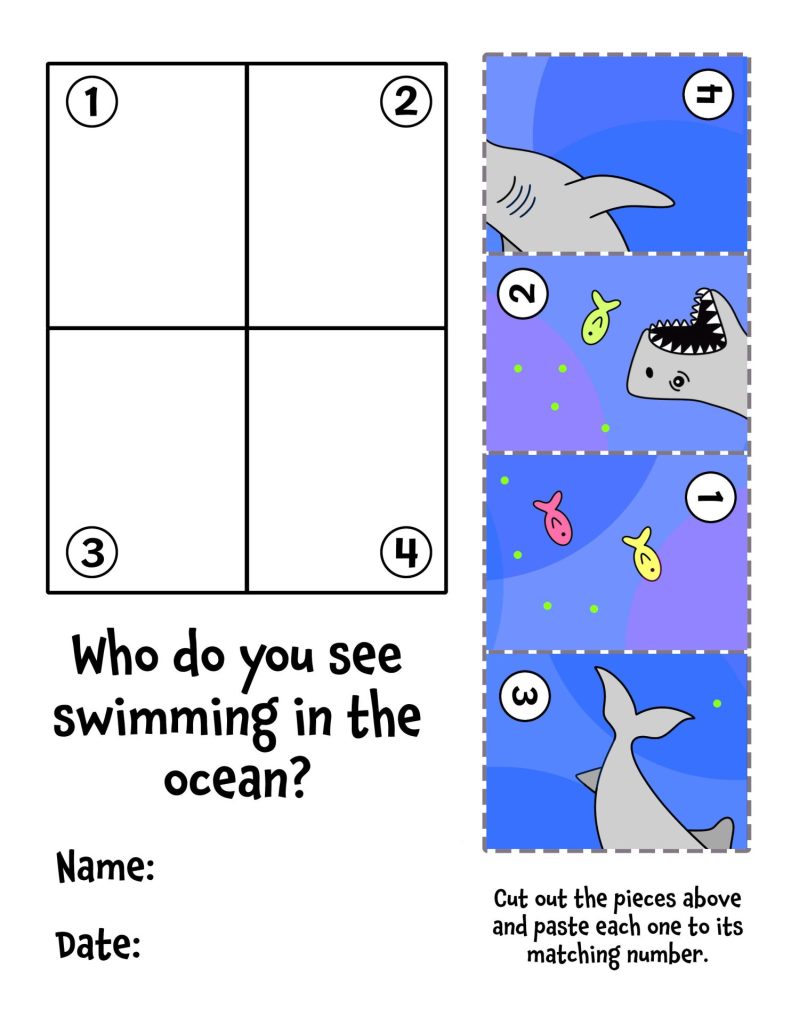Shark Puzzle for Pre-K, Cut & Paste