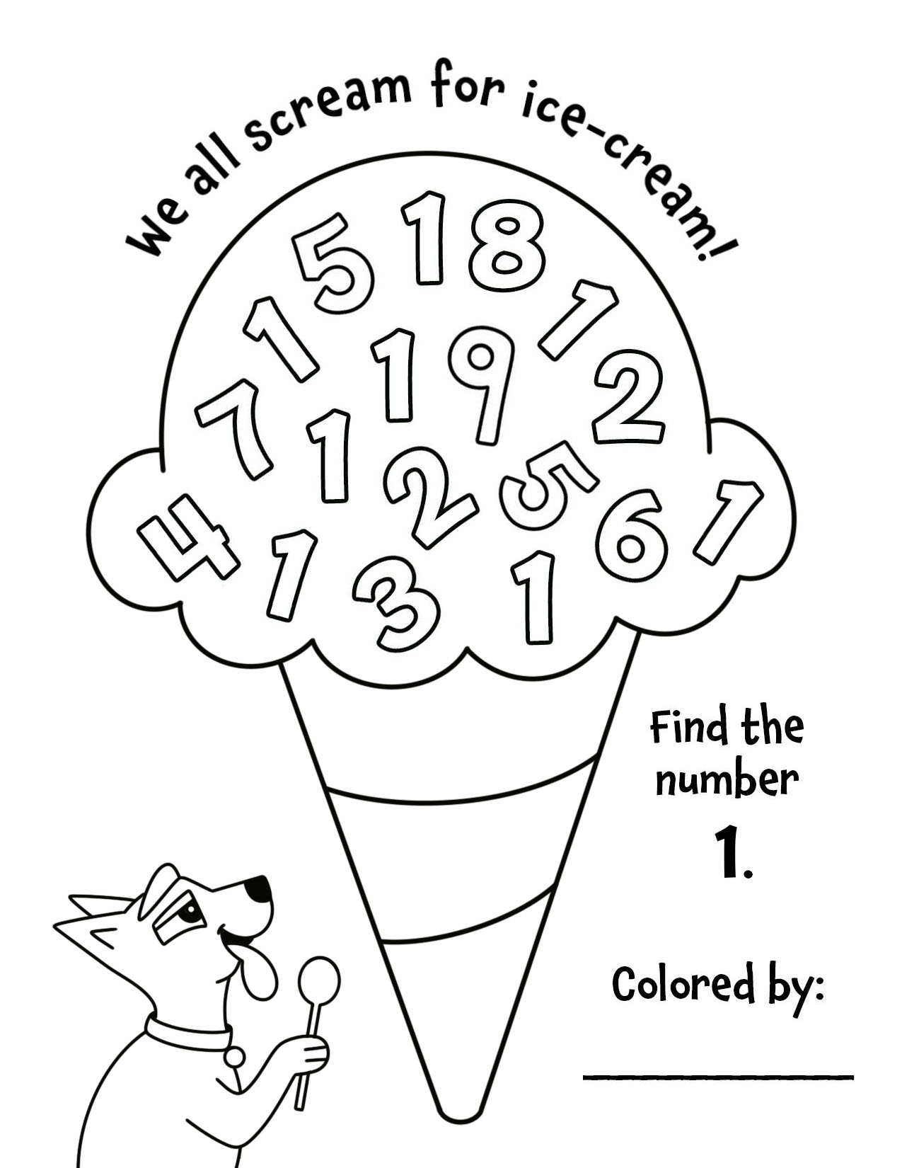 Free Summer Ice Cream Number Hunt Worksheets for Preschool (1–10) ⋆ The ...