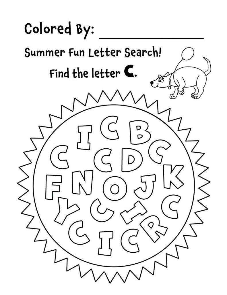 Summer Sunshine Letter C Search for Preschool (Hollydog)