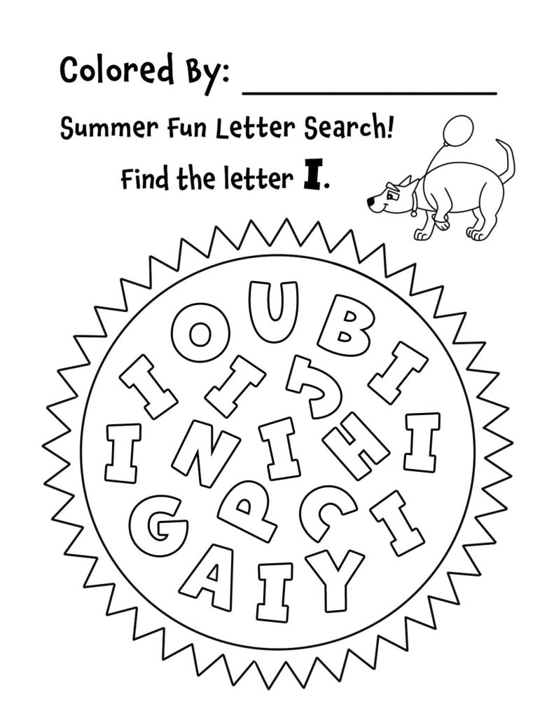 Summer Sunshine Letter I Search for Preschool (Hollydog)
