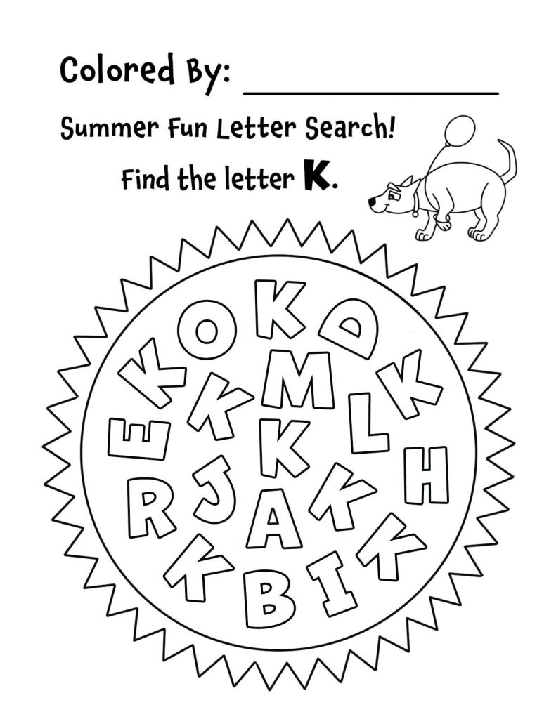 Summer Sunshine Letter K Search for Preschool (Hollydog)