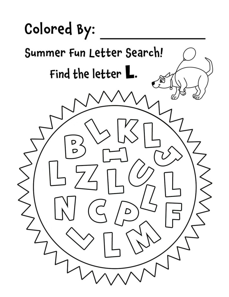 Summer Sunshine Letter L Search for Preschool (Hollydog)