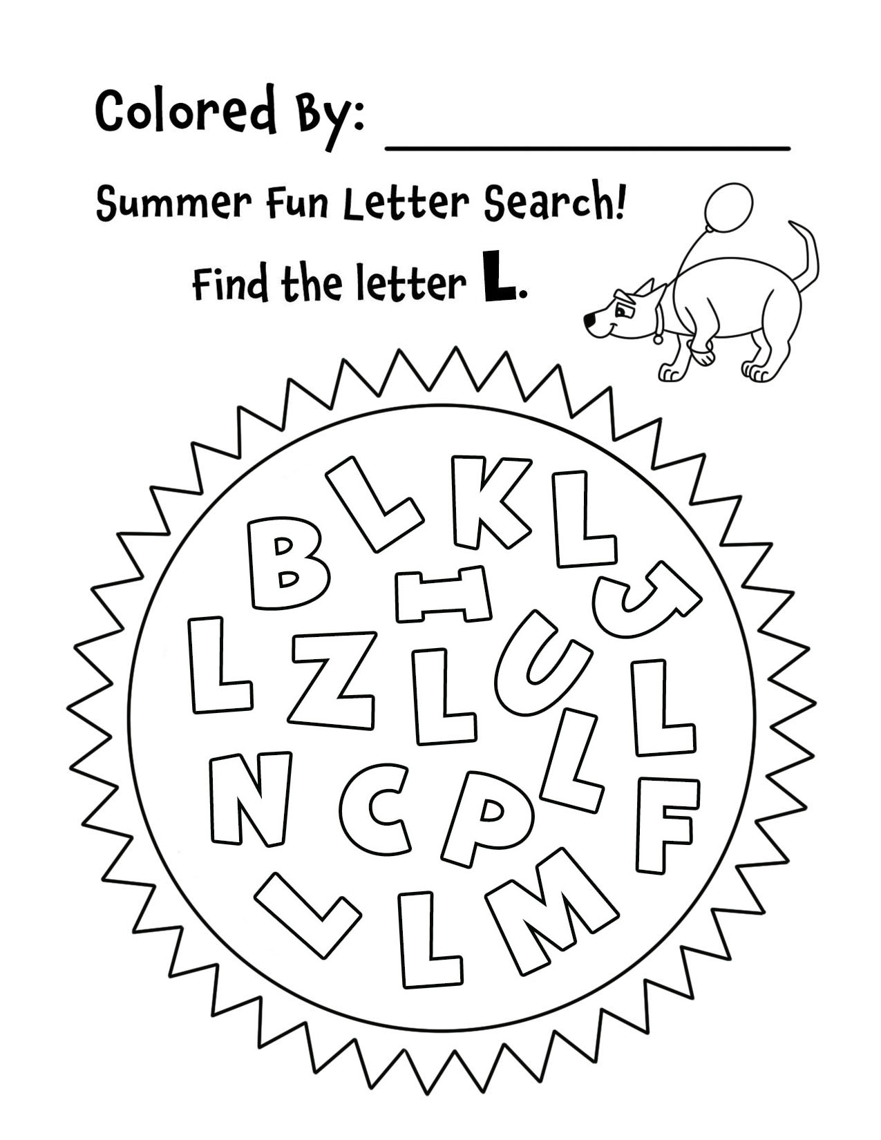 Free Summer Sunshine Letter Search Worksheets for Preschool (A–Z) ⋆ The ...