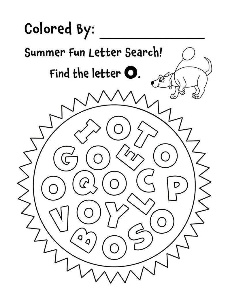 Summer Sunshine Letter O Search for Preschool (Hollydog)
