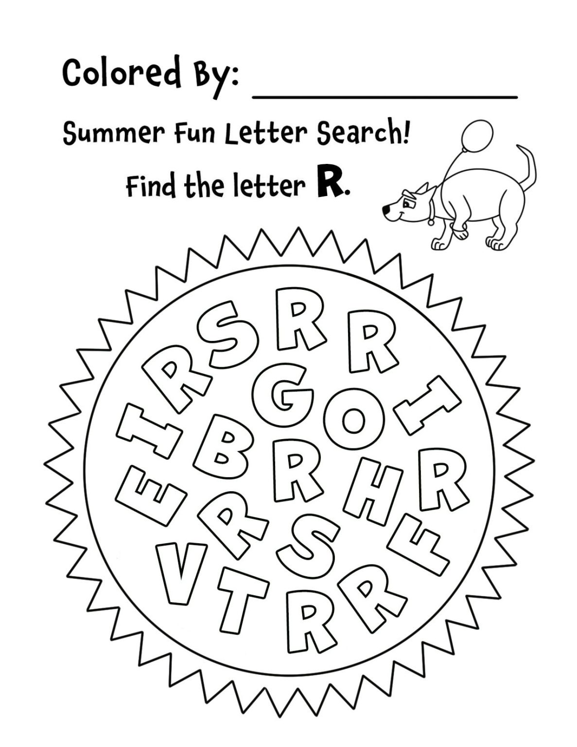 Free Summer Sunshine Letter Search Worksheets for Preschool (A–Z) ⋆ The ...